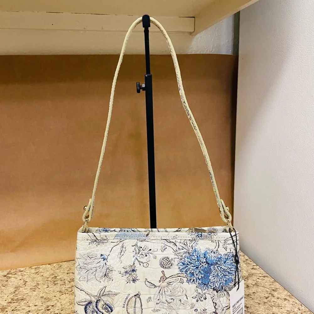 Brahmin Blue Jay Melbourne Lorelei, Blue and Cream Floral Bag - Picture 10 of 13